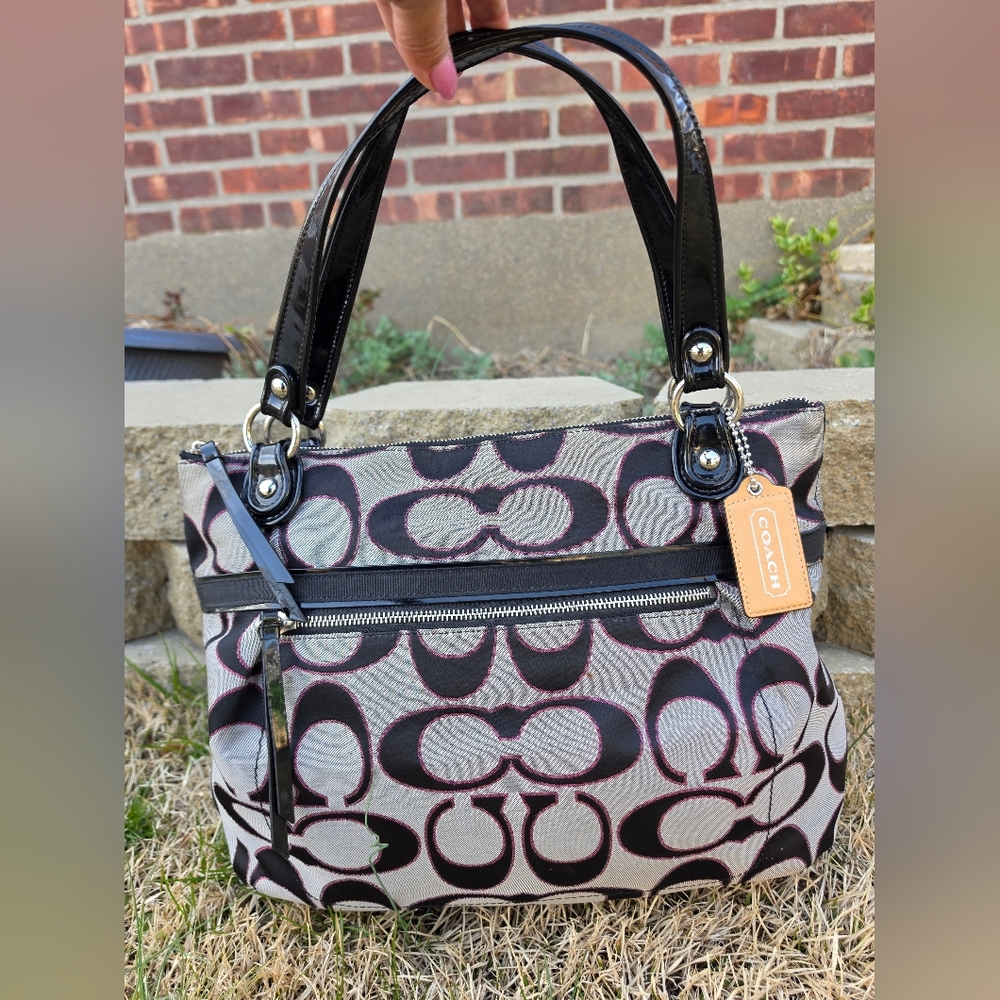 Coach Poppy Metallic Signature Tote Bag.